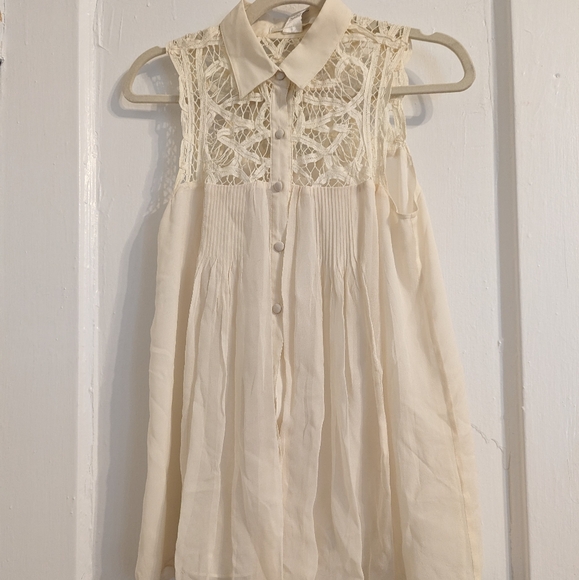 Anthropologie Tops - Anthropologie Cream Sheer Lace Tank top-4/6